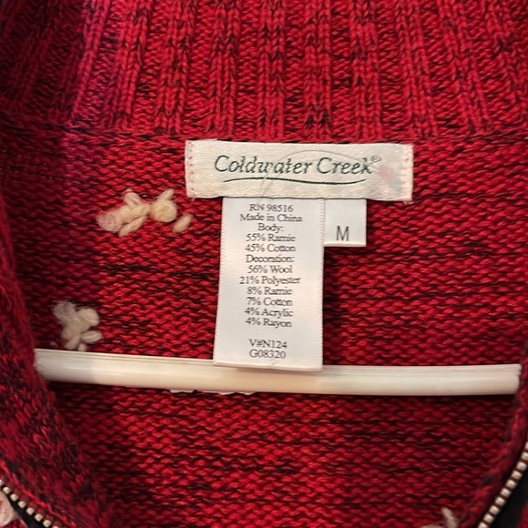 Coldwater Creek Red Knit Ugly Holiday Sweater Cardigan Winter Activities Medium - Picture 16 of 16